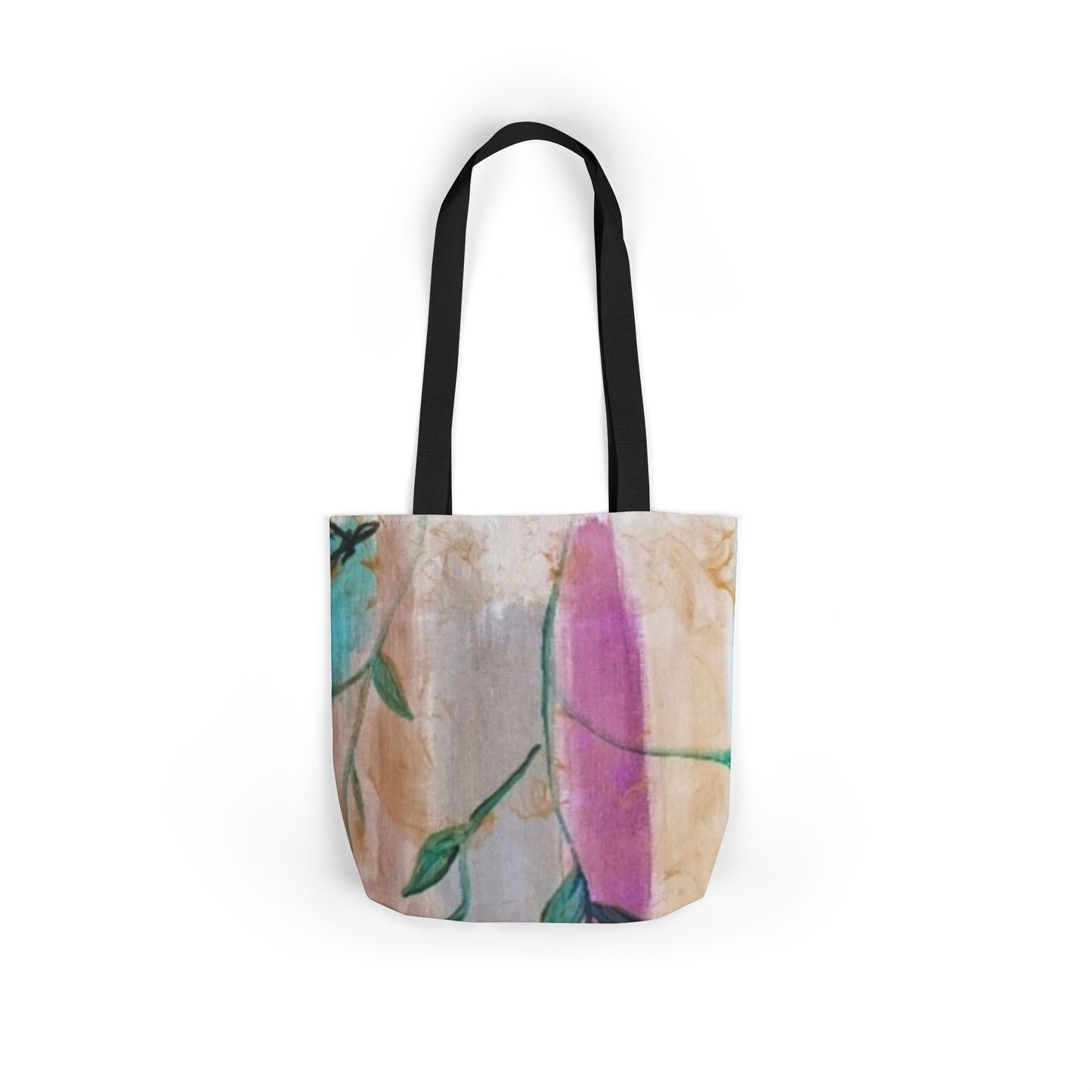 Canvas Tote Bag with 5-Color Straps, Floral Design, Reusable Shopping Bag, Eco-Friendly Gift, Beach Bag, Everyday Carryall