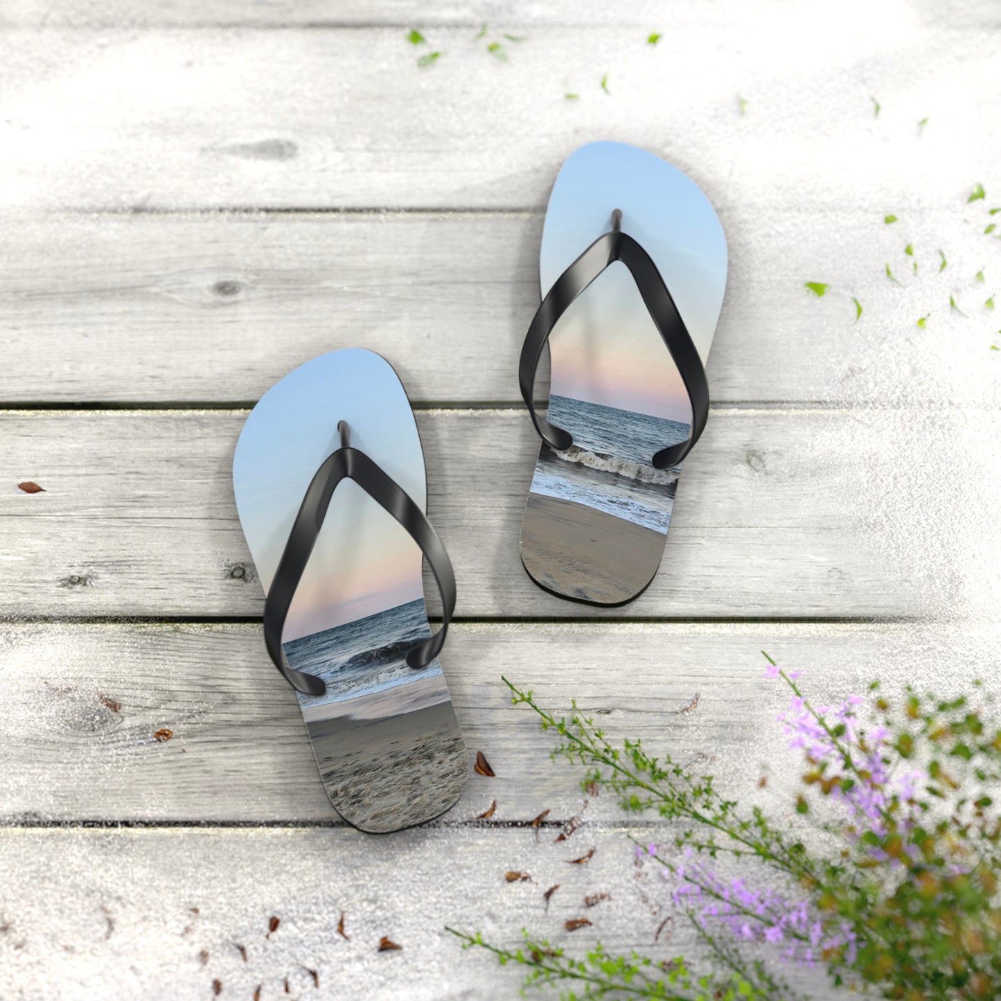 Beach Sunset Flip Flops, Summer Sandals, Vacation Footwear, Ocean Vibe Slippers, Pool Party Essentials