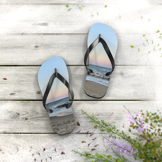Beach Sunset Flip Flops, Summer Sandals, Vacation Footwear, Ocean Vibe Slippers, Pool Party Essentials