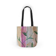 Canvas Tote Bag with 5-Color Straps, Floral Design, Reusable Shopping Bag, Eco-Friendly Gift, Beach Bag, Everyday Carryall