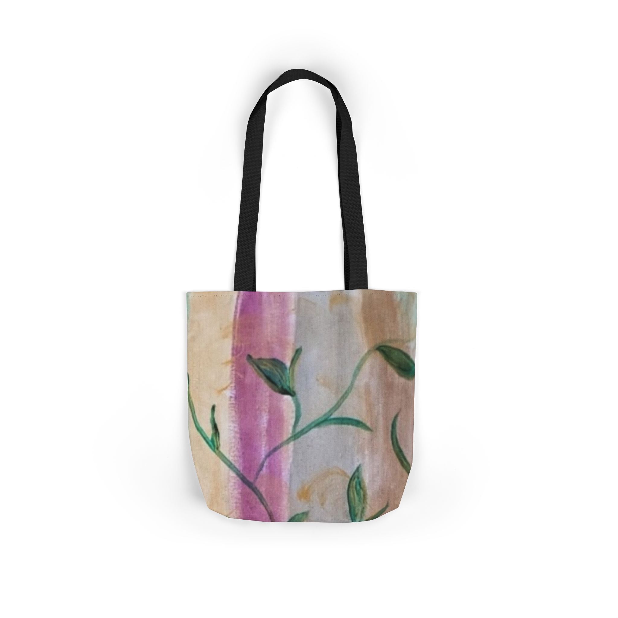 Canvas Tote Bag with 5-Color Straps, Floral Design, Reusable Shopping Bag, Eco-Friendly Gift, Beach Bag, Everyday Carryall