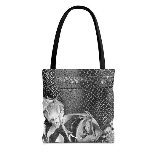 Vintage Black & White Floral Tote Bag