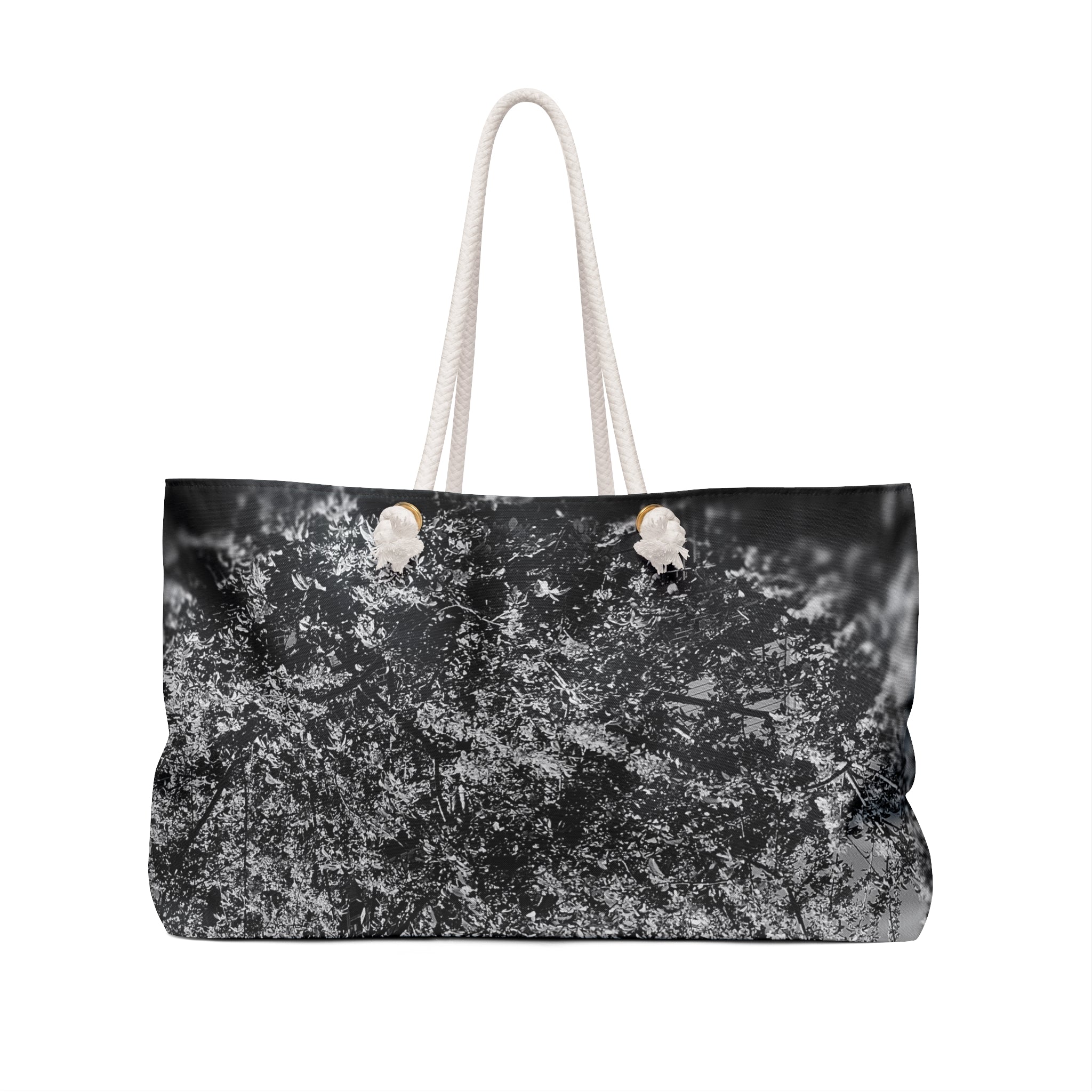 Stylish Weekender Bag - Travel Tote, Overnight Bag, Stylish Sports Bag, Weekend Getaway, Black and White Floral Design
