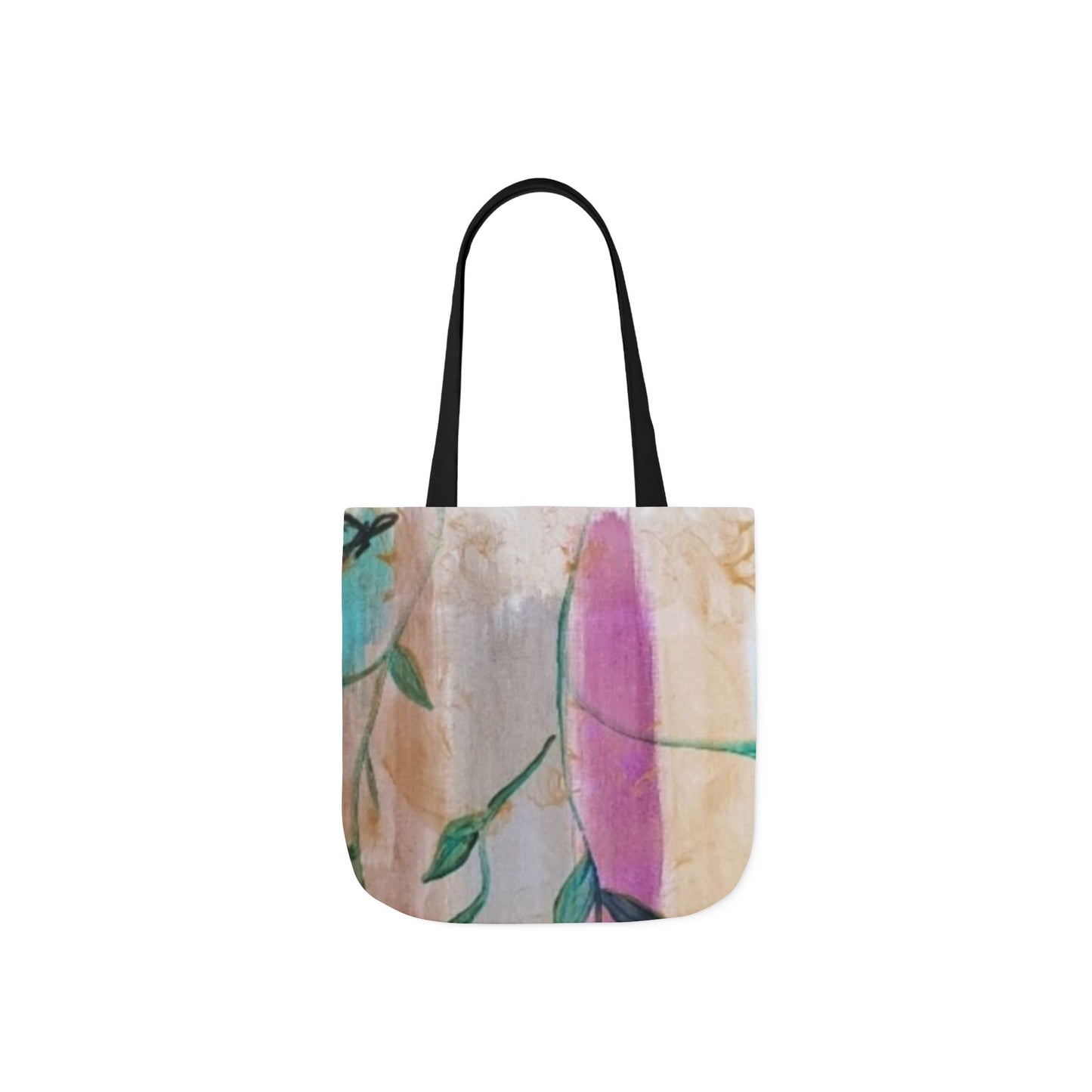 Canvas Tote Bag with 5-Color Straps, Floral Design, Reusable Shopping Bag, Eco-Friendly Gift, Beach Bag, Everyday Carryall