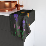 Floral Night Garden Hand Towel — Purple & Gold Wildflower Hand Towel