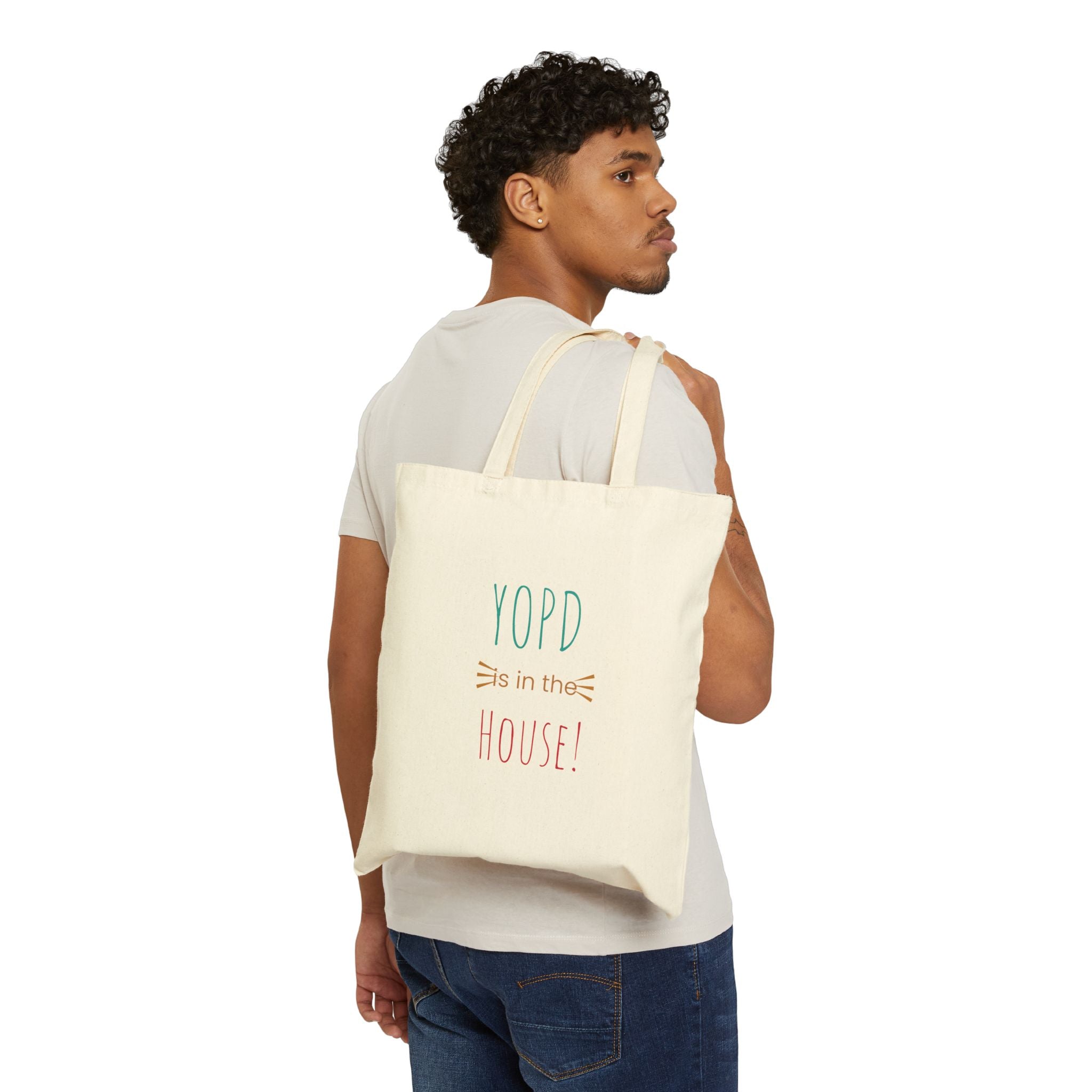Cotton Canvas Tote Bag | YOPD is in the HOUSE! | Eco-Friendly Shopper, Gift for Cat Lovers, Daily Use, Stylish Carryall, Minimalist Tote
