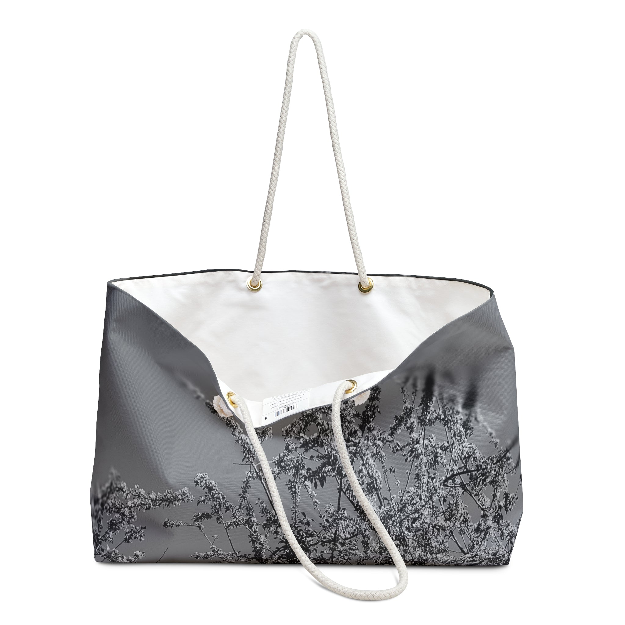 Stylish Weekender Bag - Travel Tote, Overnight Bag, Stylish Sports Bag, Weekend Getaway, Black and White Floral Design