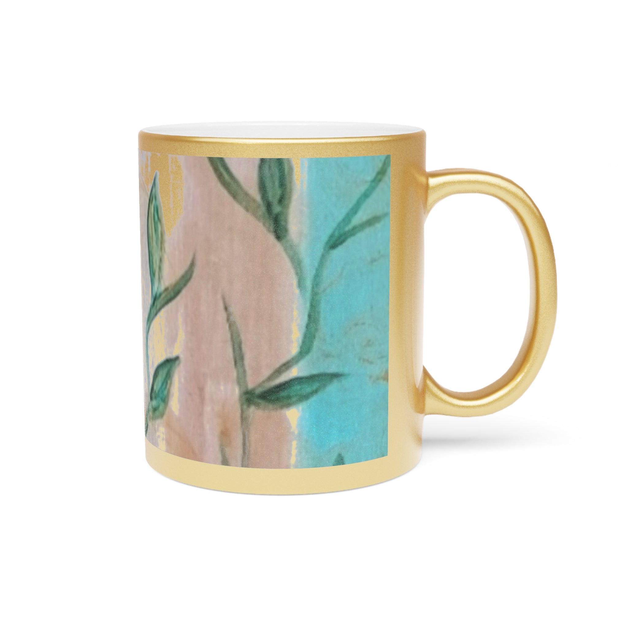 Elegant Metallic Mug | Modern Gold & Silver Leaf Design | Perfect for Home, Gifts, Weddings, and Celebrations