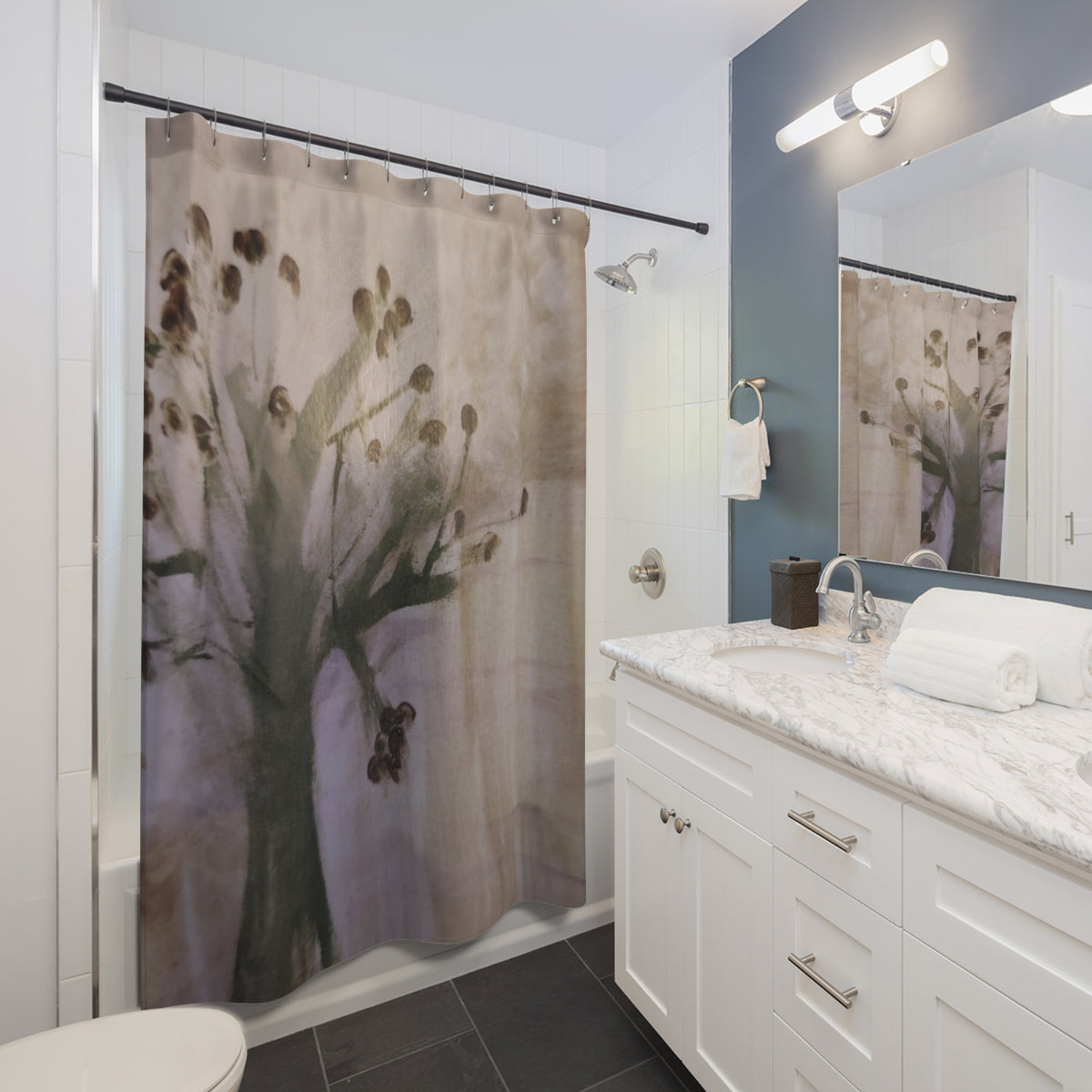 Elegant Floral Shower Curtain, Nature-Inspired Decor, Bathroom Makeover, Gift for Homeowners, Unique Wedding Gift, Boho Bathroom