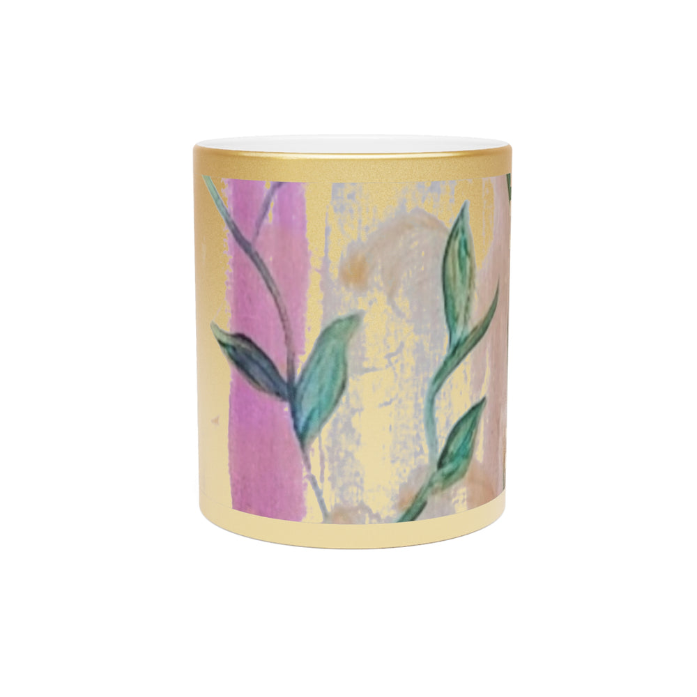 Elegant Metallic Mug | Modern Gold & Silver Leaf Design | Perfect for Home, Gifts, Weddings, and Celebrations