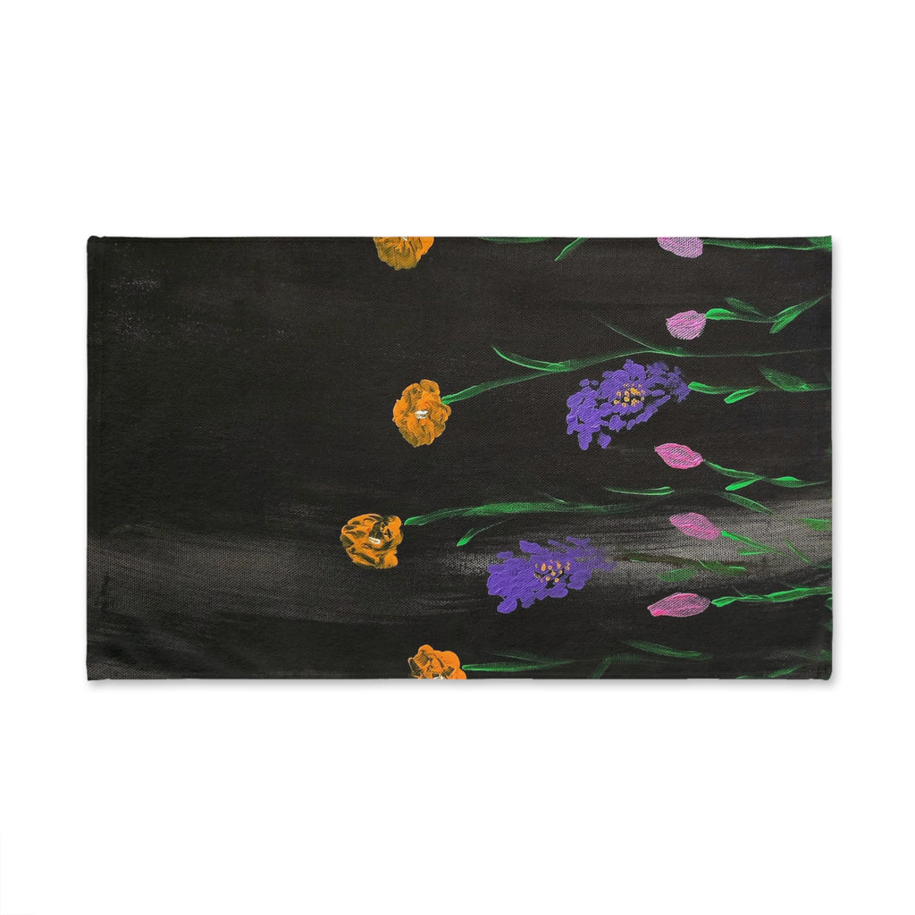 Floral Night Garden Hand Towel — Purple & Gold Wildflower Hand Towel