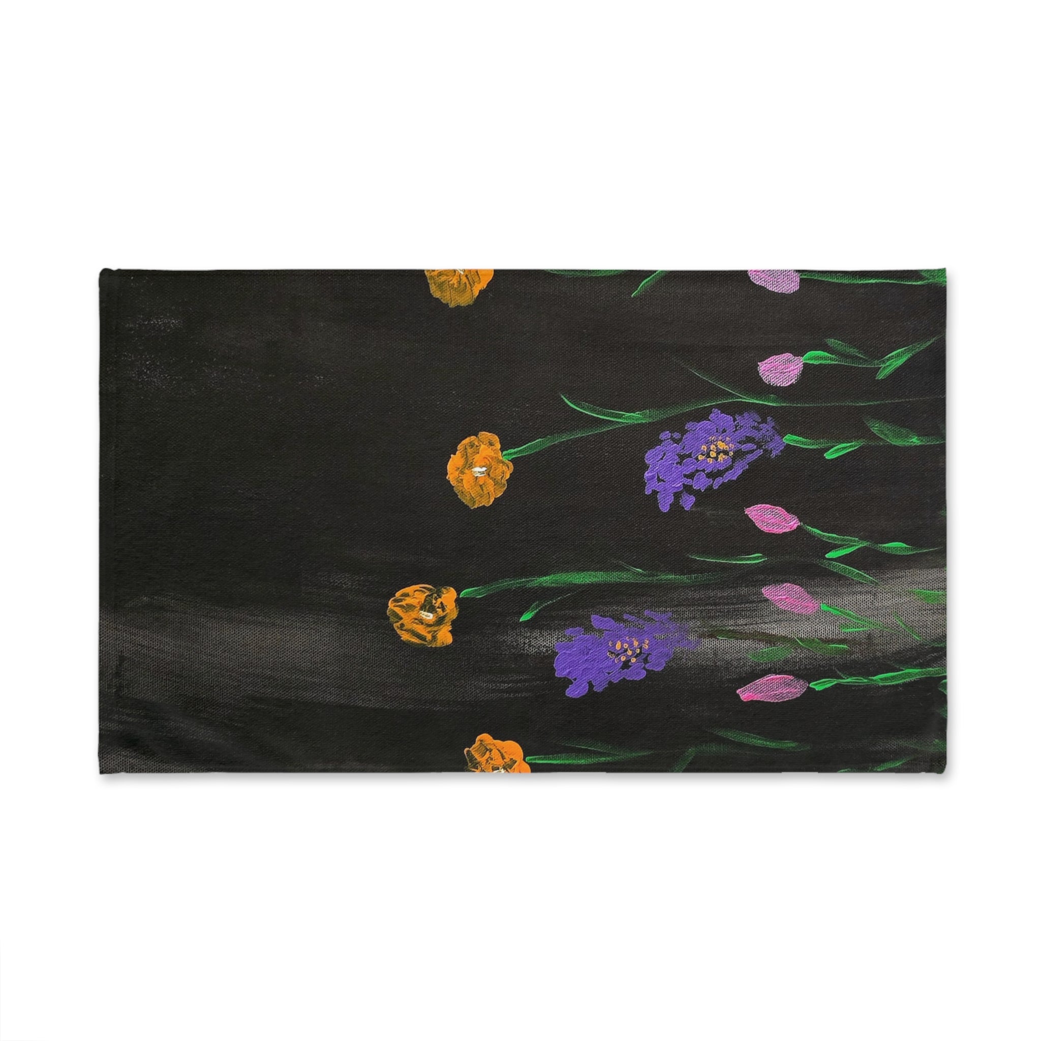 Floral Night Garden Hand Towel — Purple & Gold Wildflower Hand Towel