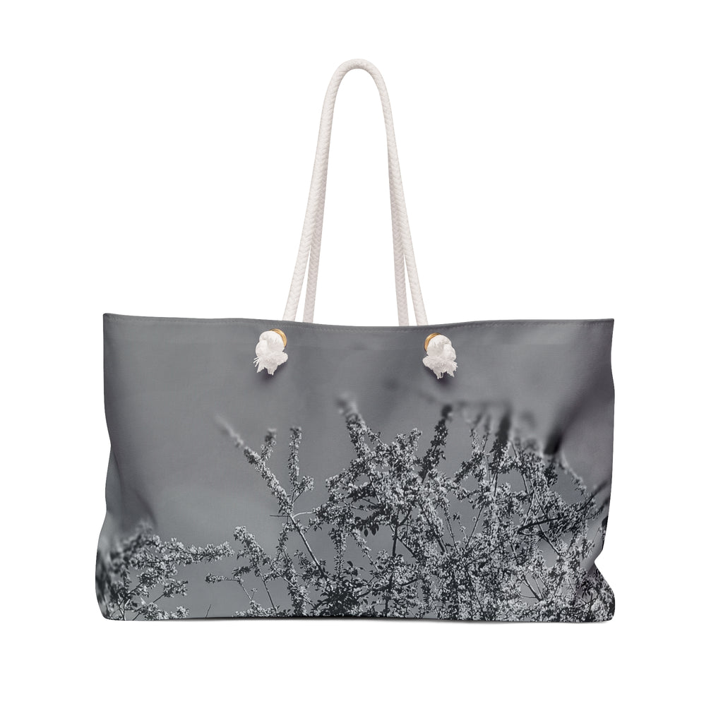 Stylish Weekender Bag - Travel Tote, Overnight Bag, Stylish Sports Bag, Weekend Getaway, Black and White Floral Design