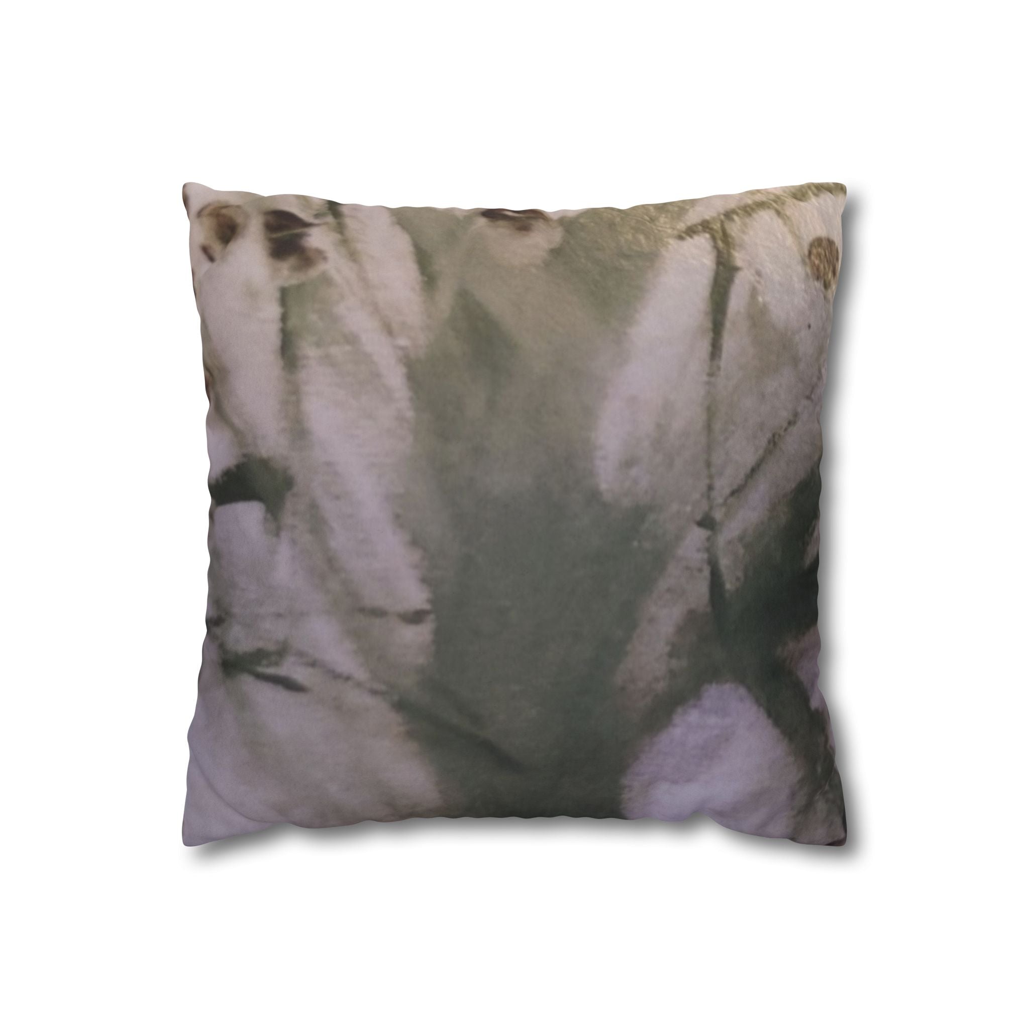 Faux Suede Square Pillowcase — Soft Tie-Dye Olive Decorative Throw Pillow Cover