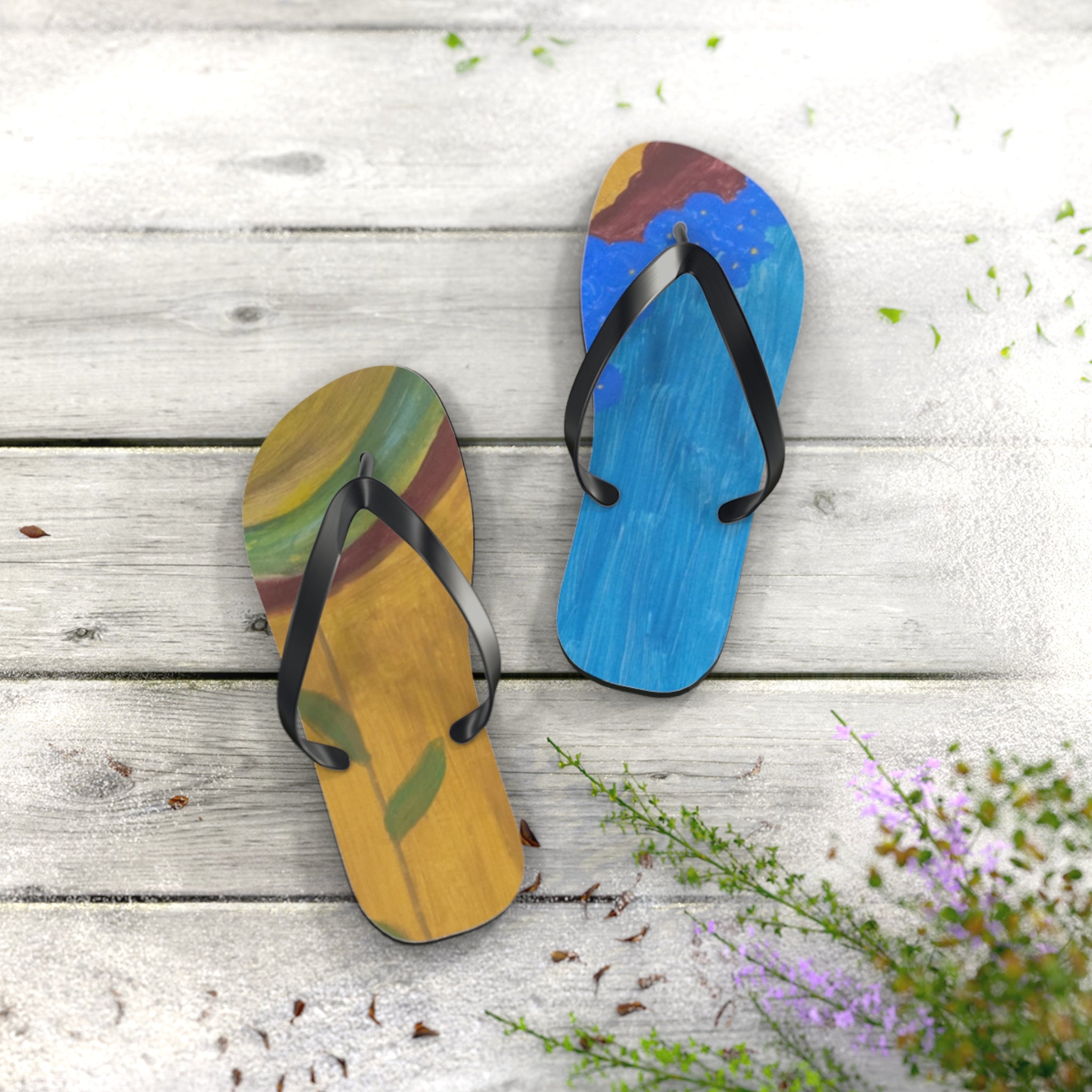 Trendy Artistic Flip Flops | Summer Vibes | Beachwear | Gift for Her | Unique Sandals | Vacation Essential