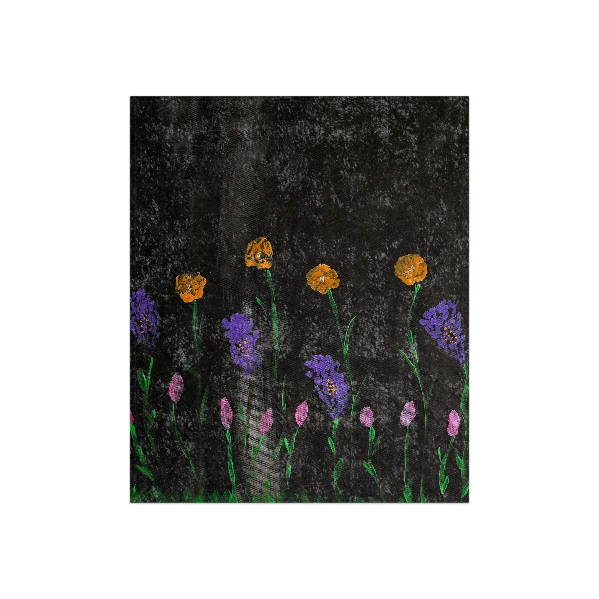 Crushed Velvet Blanket — Midnight Floral Velvet Throw