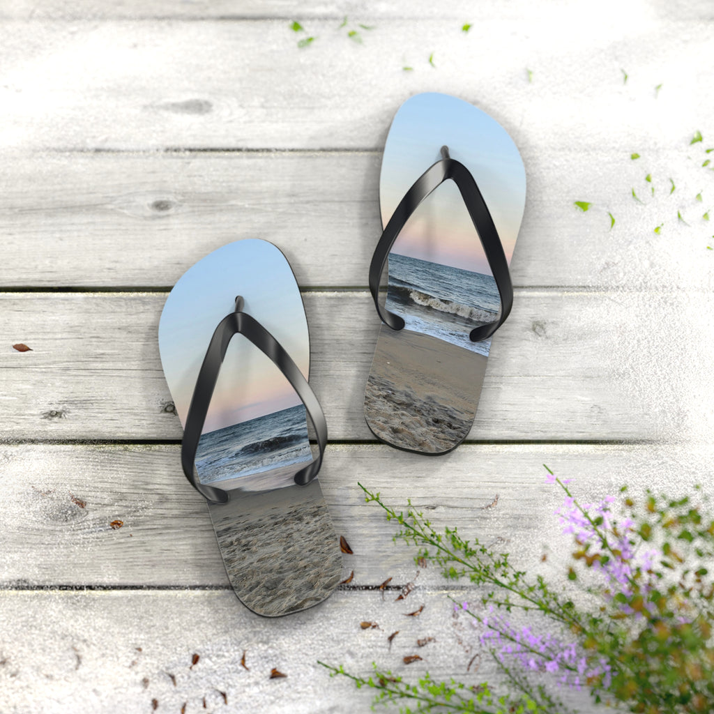 Beach Sunset Flip Flops, Summer Sandals, Vacation Footwear, Ocean Vibe Slippers, Pool Party Essentials