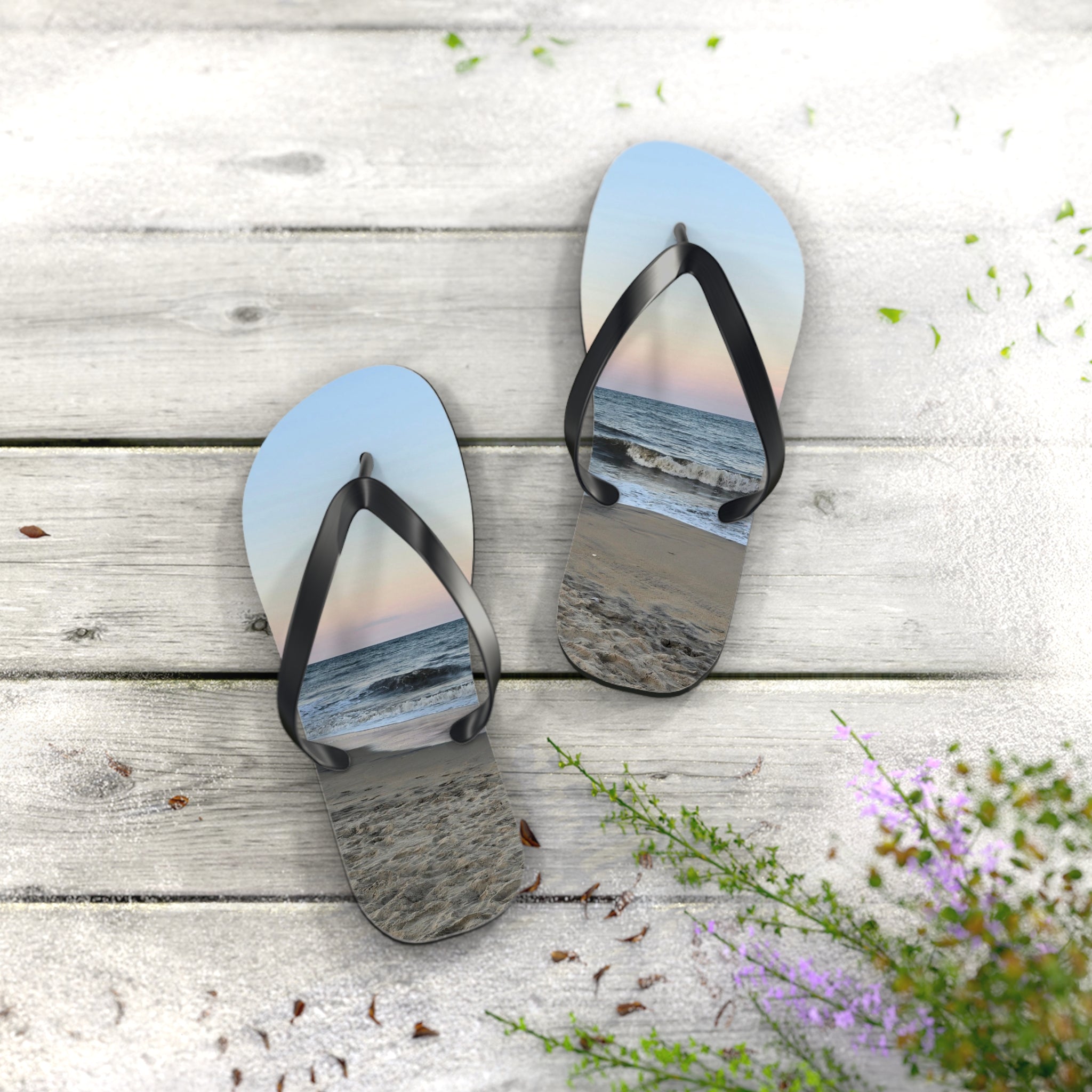 Beach Sunset Flip Flops, Summer Sandals, Vacation Footwear, Ocean Vibe Slippers, Pool Party Essentials