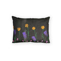 Floral Garden Cotton Pillow Sham — Hand-Painted Yellow & Purple Blooms on Black