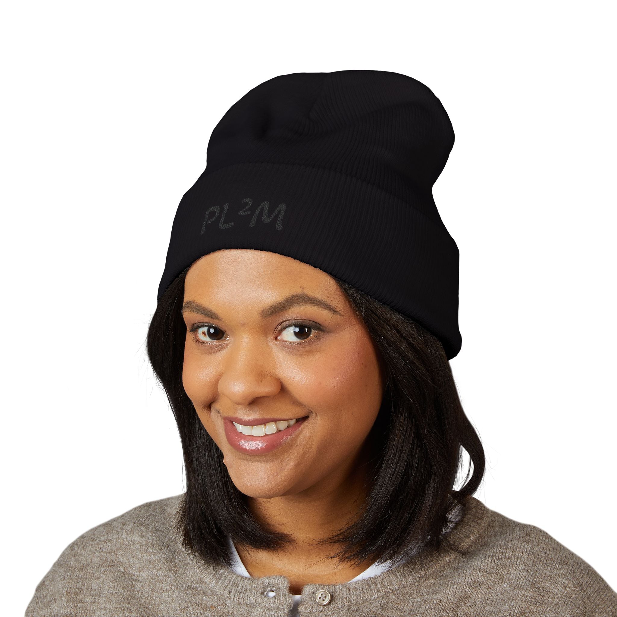 Embroidered 'PL2M' ( Parkinson's Looks Like Me) Cuffed Beanie - Classic Knit Winter Hat