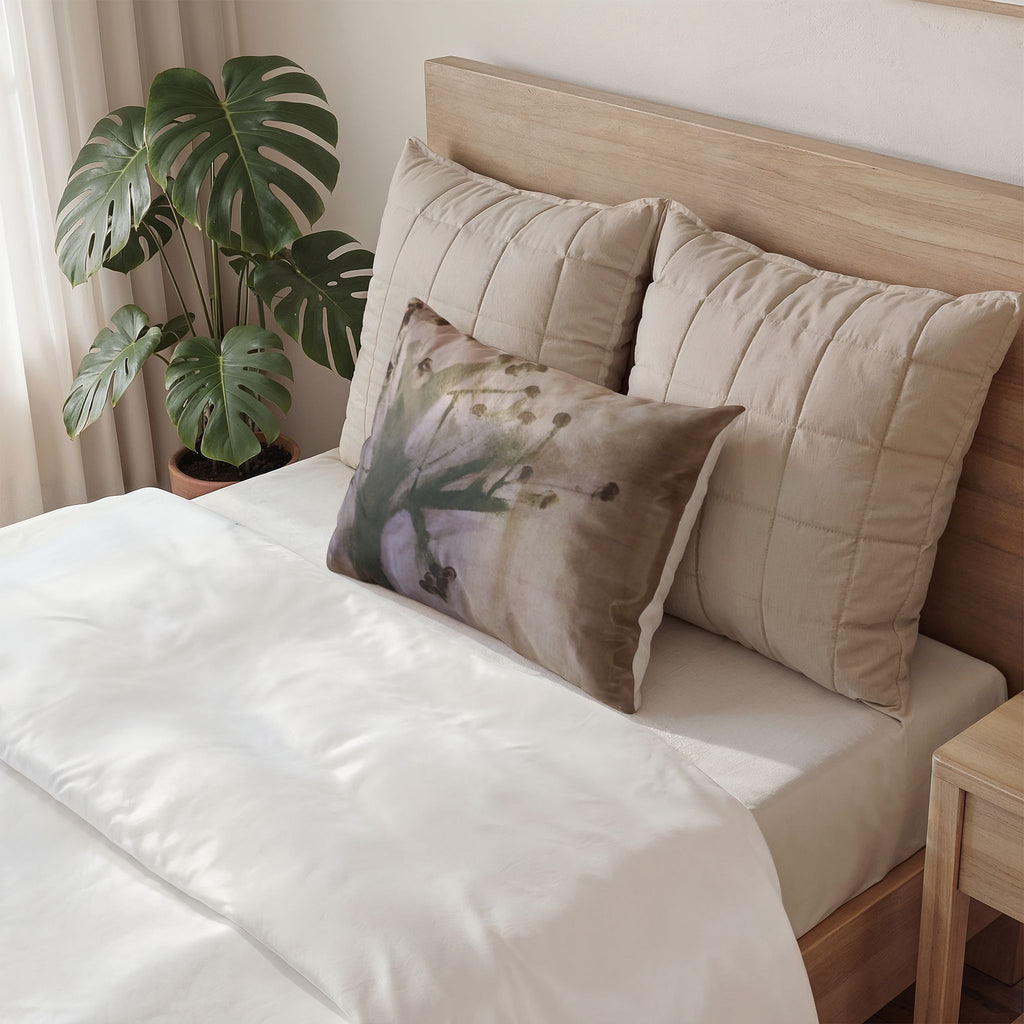 Botanical Cotton Pillow Sham — Soft Neutral Floral Decorative Accent