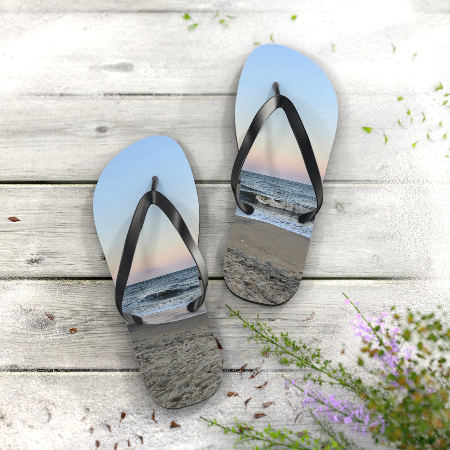 Beach Sunset Flip Flops, Summer Sandals, Vacation Footwear, Ocean Vibe Slippers, Pool Party Essentials