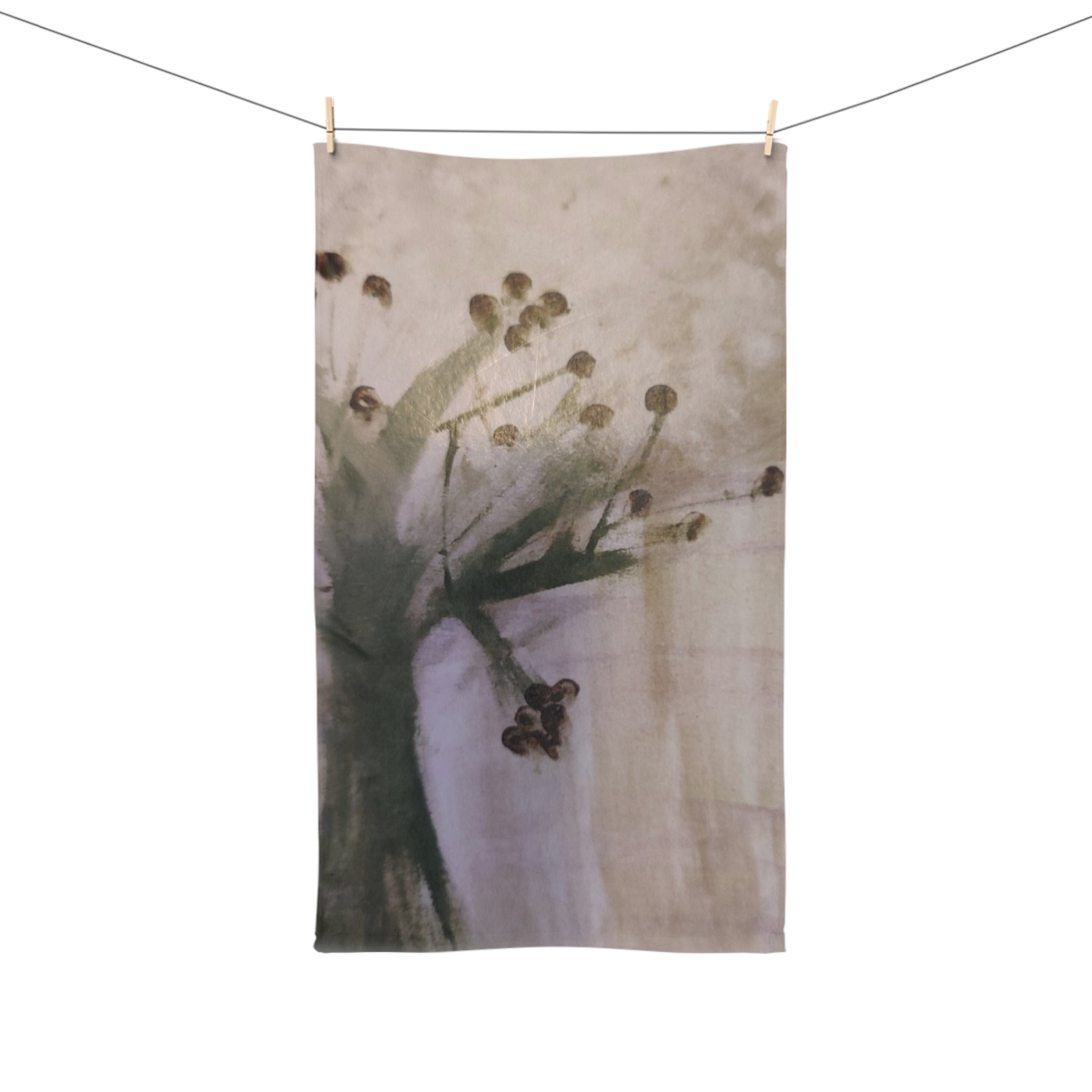 Floral Watercolor Hand Towel — Soft Botanical Kitchen & Bathroom Accent