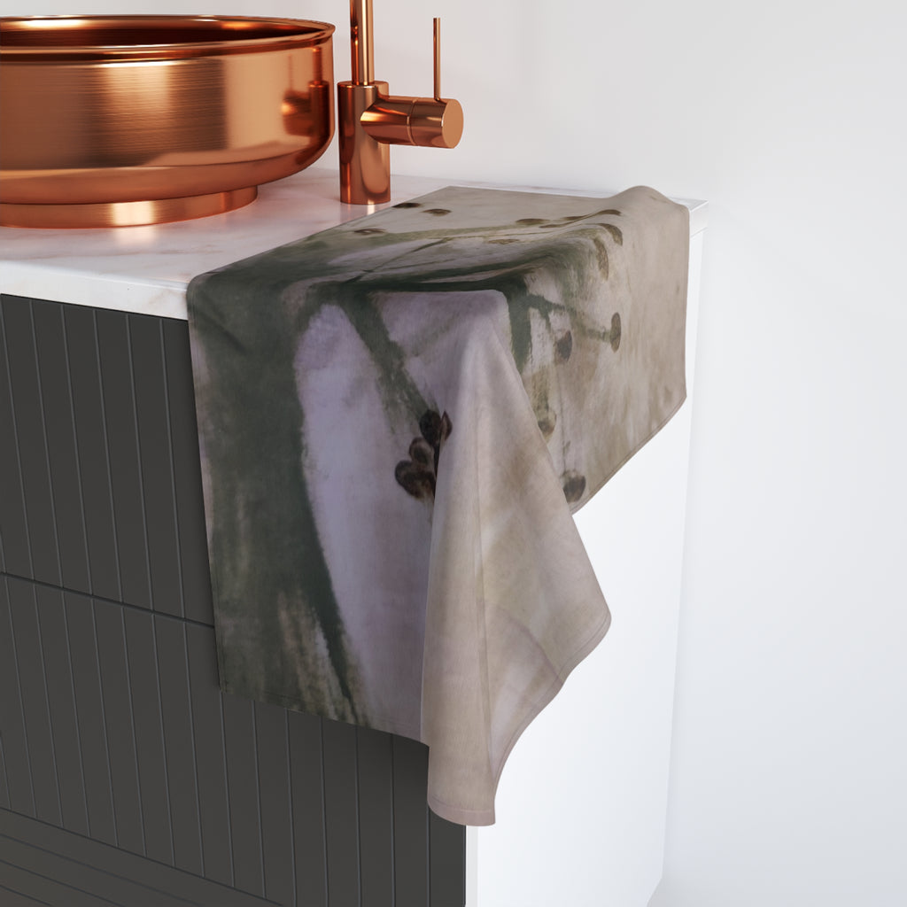 Floral Watercolor Hand Towel — Soft Botanical Kitchen & Bathroom Accent