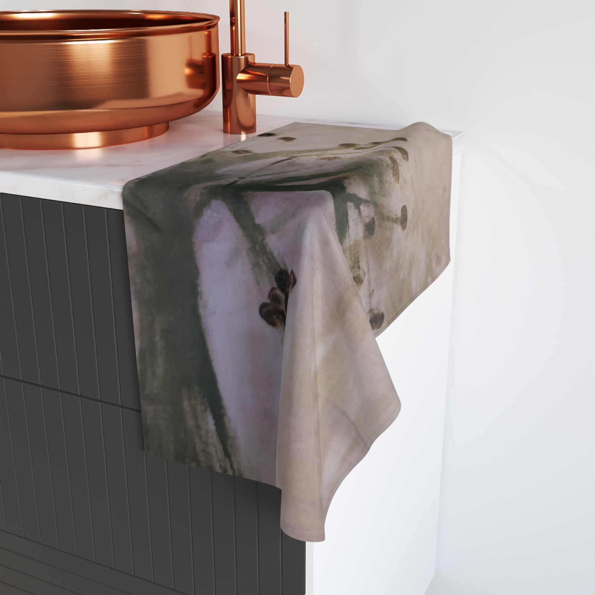Floral Watercolor Hand Towel — Soft Botanical Kitchen & Bathroom Accent