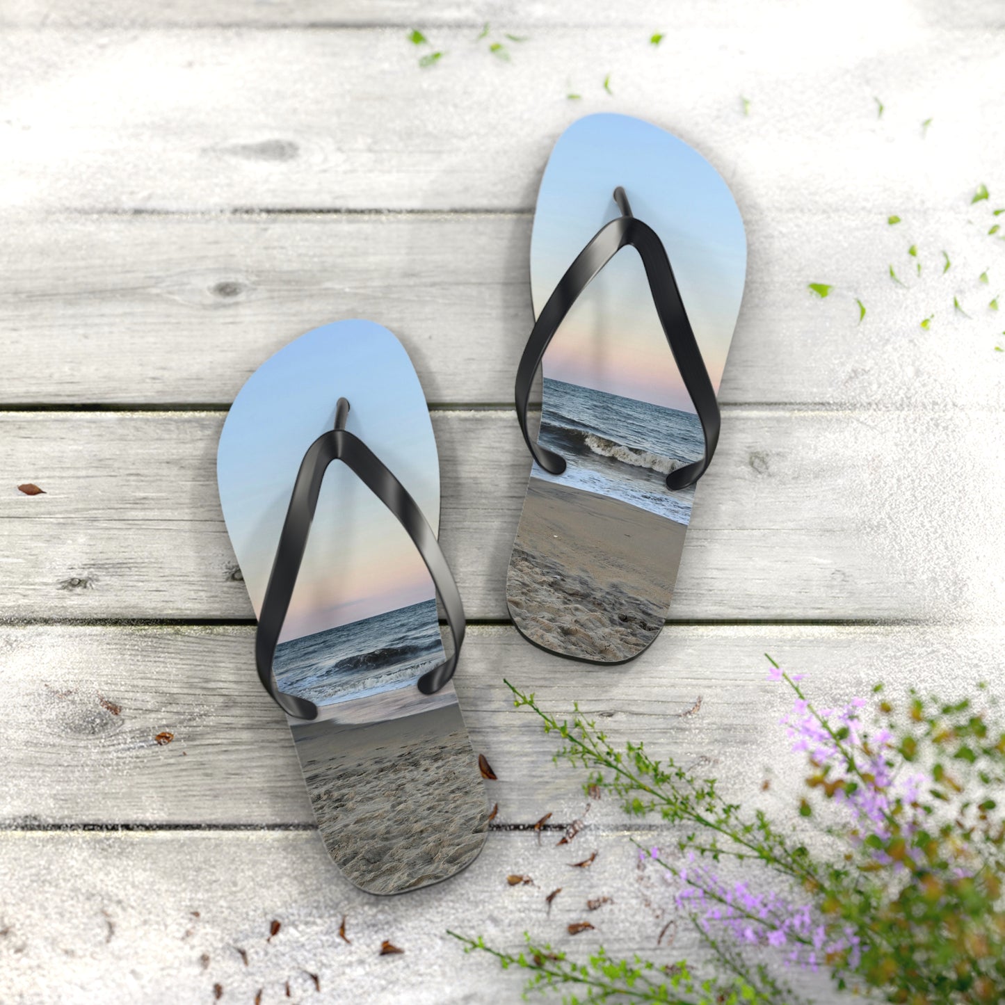 Beach Sunset Flip Flops, Summer Sandals, Vacation Footwear, Ocean Vibe Slippers, Pool Party Essentials