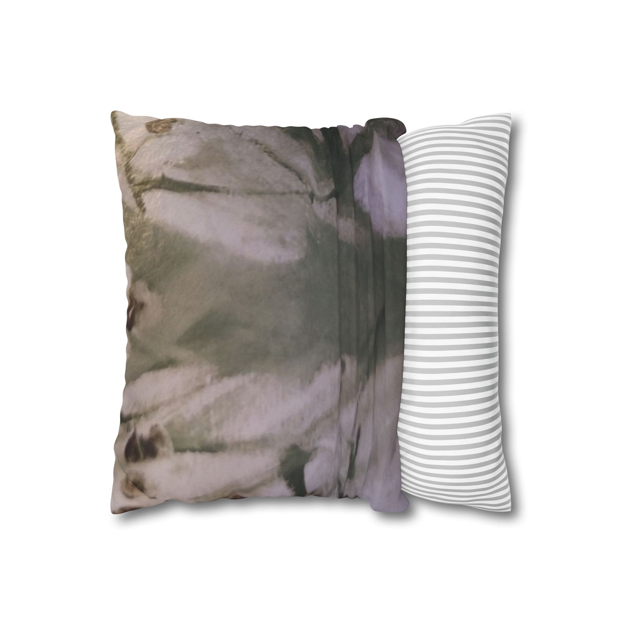 Faux Suede Square Pillowcase — Soft Tie-Dye Olive Decorative Throw Pillow Cover
