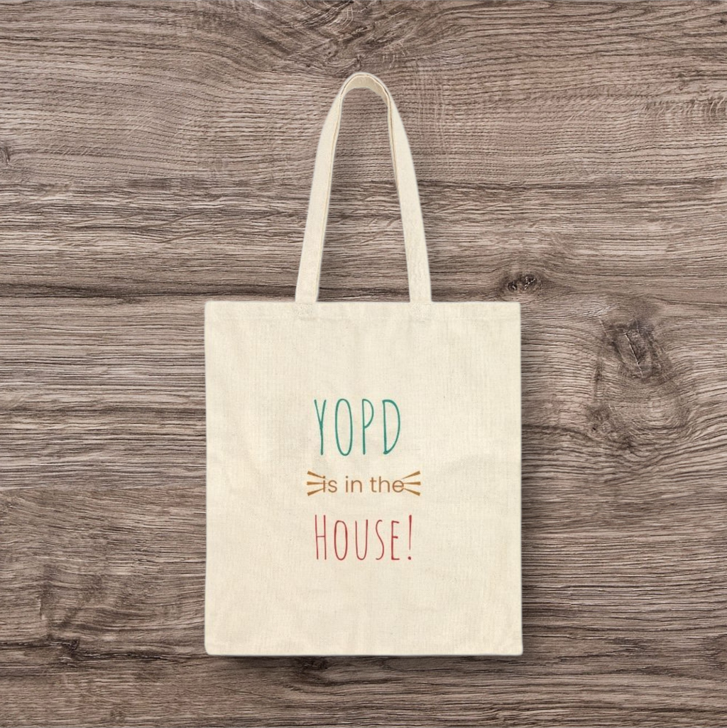 Cotton Canvas Tote Bag | YOPD is in the HOUSE! | Eco-Friendly Shopper, Gift for Cat Lovers, Daily Use, Stylish Carryall, Minimalist Tote