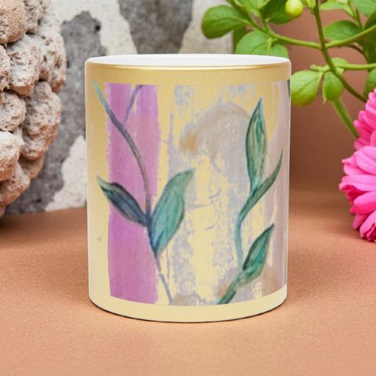 Elegant Metallic Mug | Modern Gold & Silver Leaf Design | Perfect for Home, Gifts, Weddings, and Celebrations