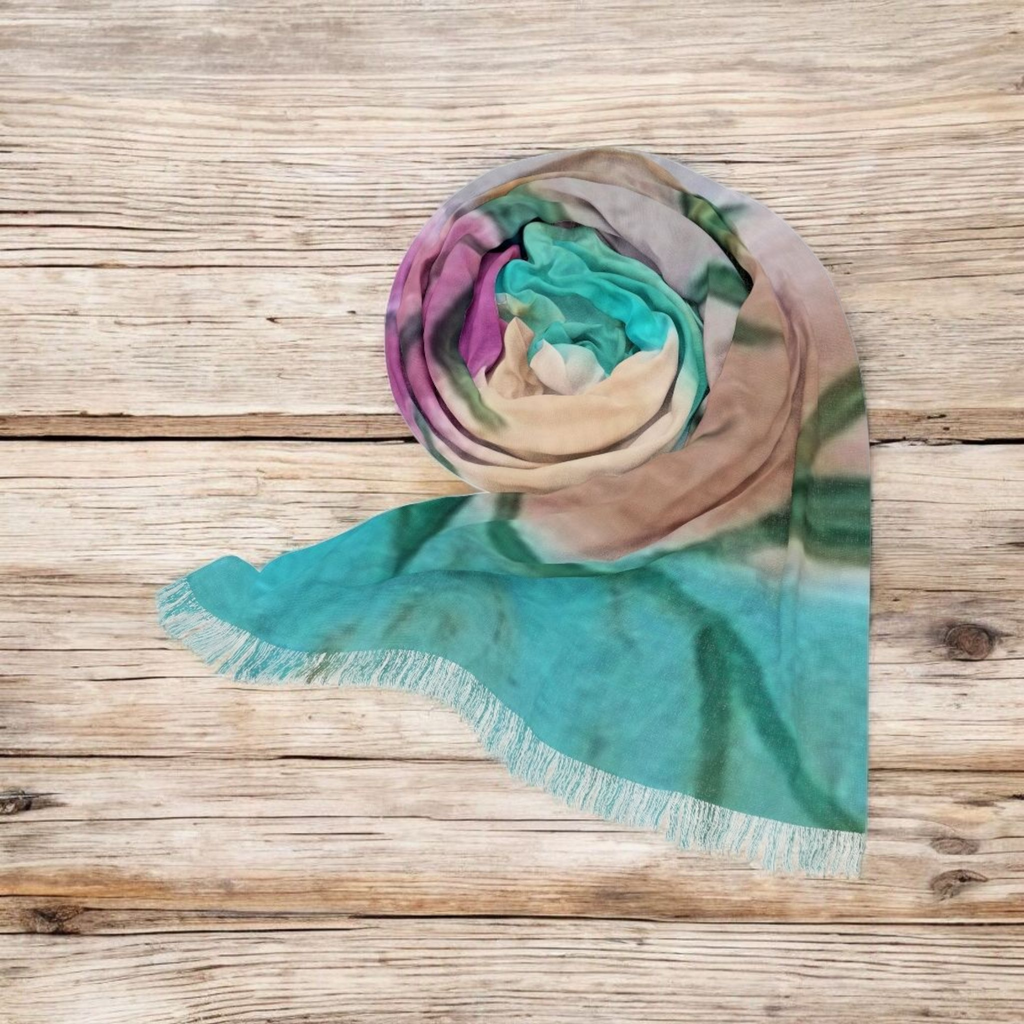 Lightweight Floral Scarf - Bohemian Wrap, Spring Accessory, Gift for Her, Beach Cover-Up, Layering Shawl