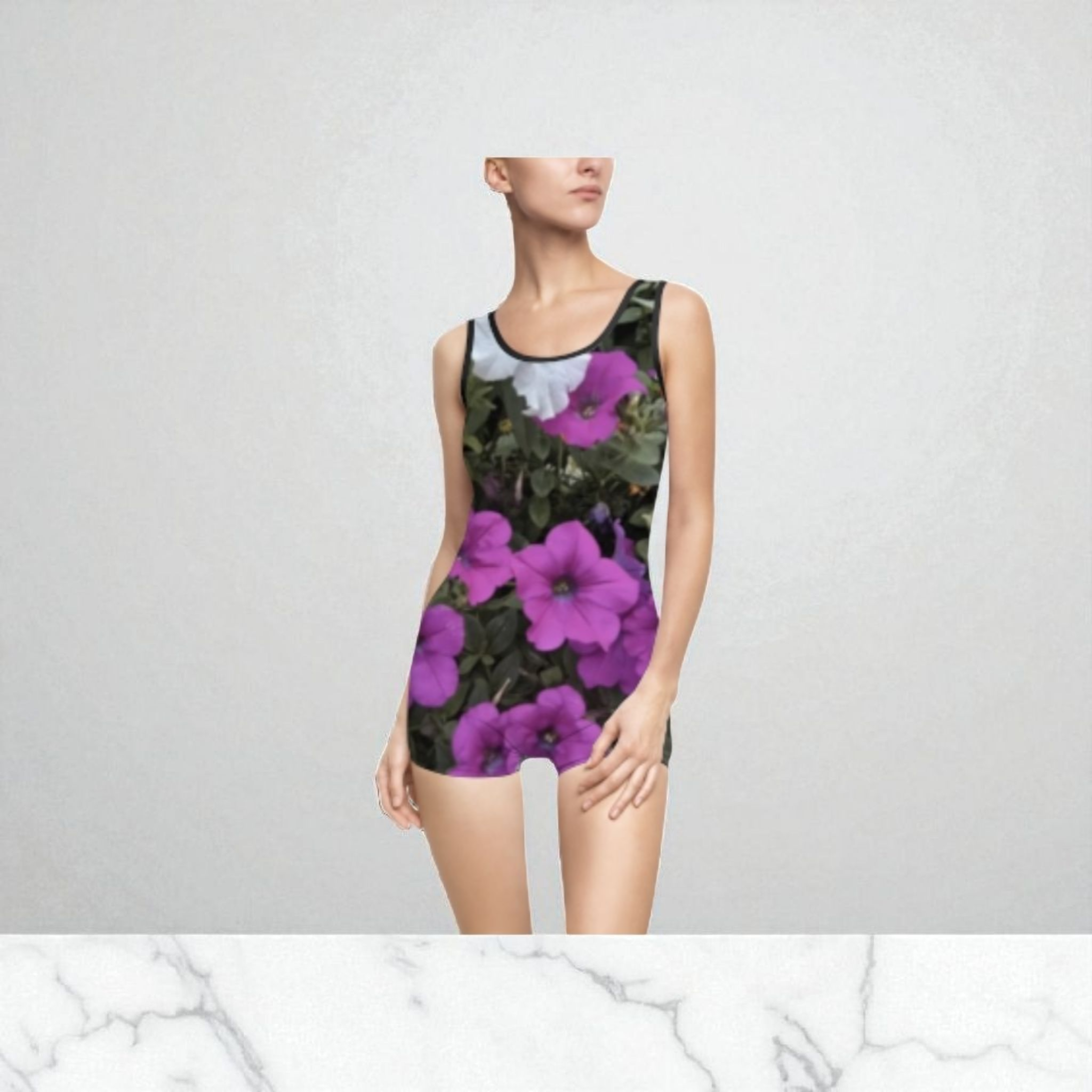 Women's Floral Vintage Swimsuit, Retro Swimwear, Summer Beachwear, Floral Bathing Suit, Vacation Swim Outfit, Tropical Swim Top